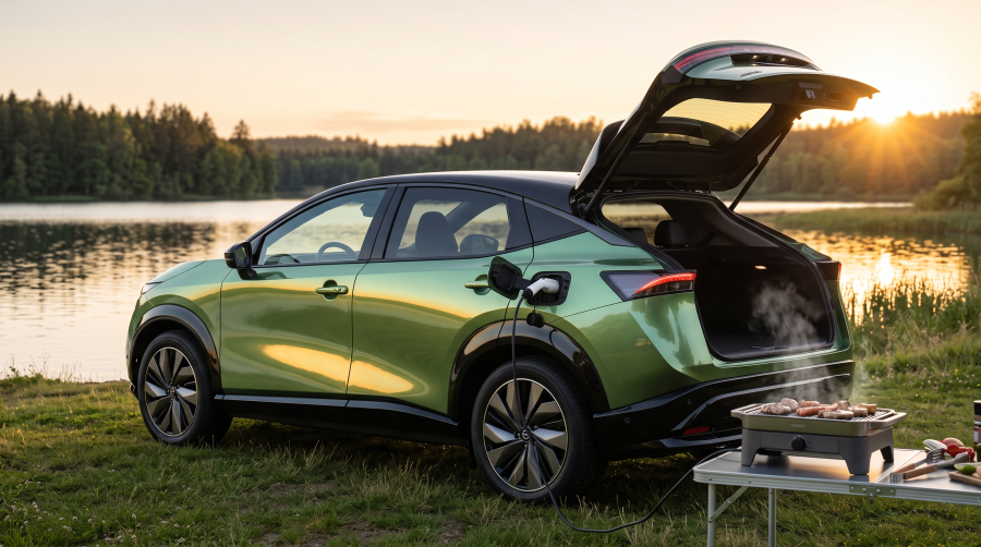 Geniales Outdoor-Upgrade: Nissan Ariya Facelift kommt mit starken 3,7 kW V2L-Power